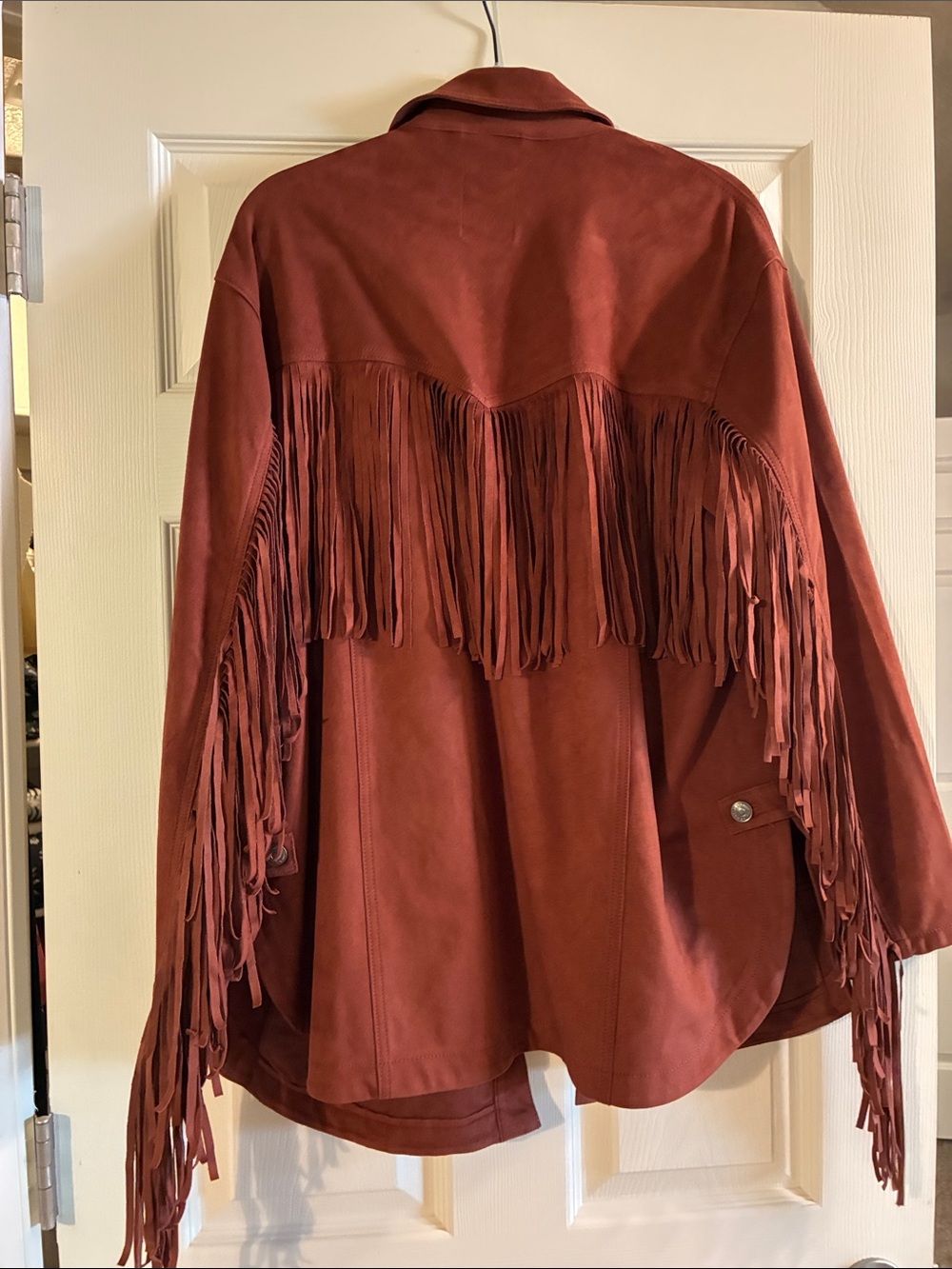 Free People We The Free Rust Fringe Suede Jacket NWT - Picture 4 of 4